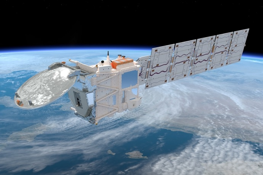 Image of EarthCARE satellite in orbit